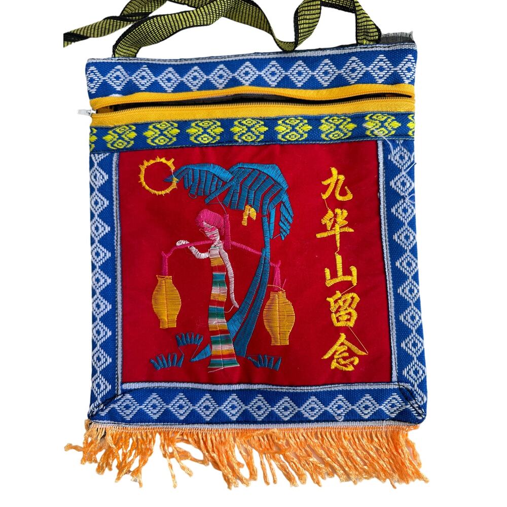 Embroidered Design Tassel Crossbody Bag Purse